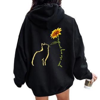 Meow Flower Cat You Are My Sunshine Cat Kitten Lover Women Oversized Hoodie Back Print | Mazezy