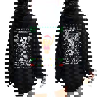 Merry Liftmas Ugly Christmas Sweater Miss Santa Gym Workout Women Oversized Hoodie Back Print | Mazezy
