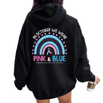 Messy Bun Blue And Pink Pregnancy And Infant Loss Awareness Women Oversized Hoodie Back Print - Seseable