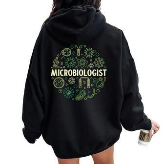 Microbiologist Microbiology And Virology Science Teacher Women Oversized Hoodie Back Print | Mazezy