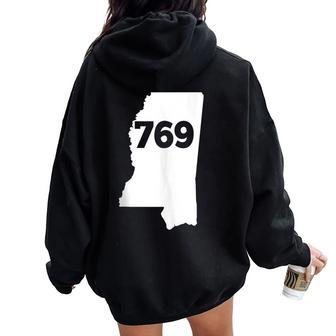 Mississippi 769 Area Code Women Oversized Hoodie Back Print | Mazezy