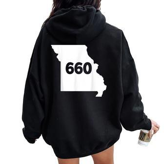 Missouri 660 Area Code Women Oversized Hoodie Back Print | Mazezy