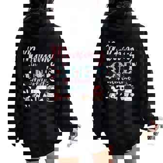 Mommy Of The 1St Birthday Girl Mommy In Onderland Family Women Oversized Hoodie Back Print - Seseable