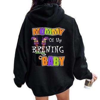 Mommy Of Brewing Baby Halloween Theme Baby Shower Spooky Women Oversized Hoodie Back Print - Seseable