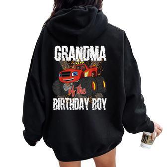 Monster Truck Family Matching Party Grandma Of The Birthday Women Oversized Hoodie Back Print | Mazezy