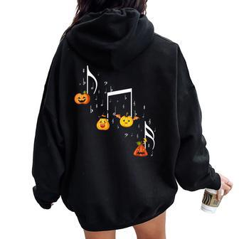 Music Note Pumpkin Fall Music Teacher Halloween Costume Women Oversized Hoodie Back Print - Monsterry AU