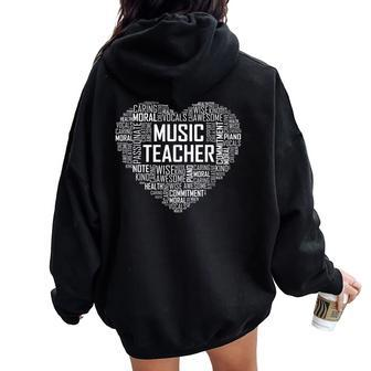 Music Teacher Heart Appreciation Musical Choir Director Women Oversized Hoodie Back Print | Mazezy