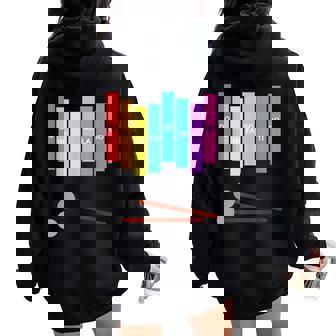 Music Xylophone Vintage Percussion Instrument Rainbow Colour Women Oversized Hoodie Back Print | Mazezy
