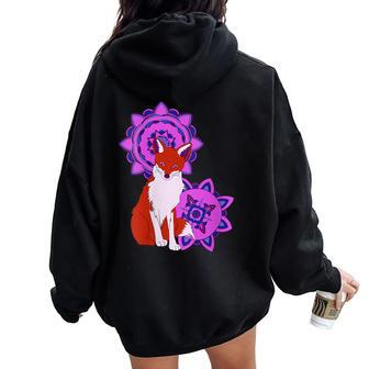 Mystical Fox Mandala Women Oversized Hoodie Back Print | Mazezy