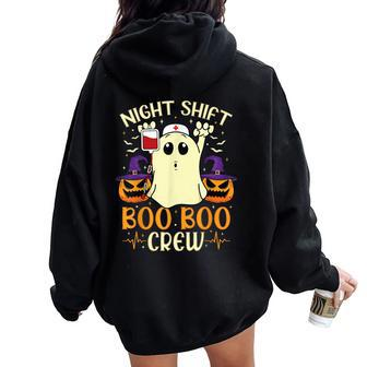 Night Shift Nurse Boo Boo Crew Graphic Women Oversized Hoodie Back Print | Mazezy