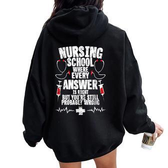Nursing School Hospital Nurse Student Women Oversized Hoodie Back Print | Mazezy