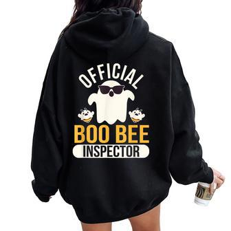 Official Boo Bee Inspector Halloween Humor Ghost Women Oversized Hoodie Back Print - Monsterry DE