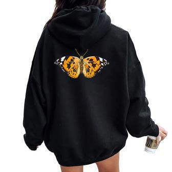 Painted Lady Butterfly Women Oversized Hoodie Back Print | Mazezy DE
