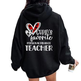 Personal Finance Teacher Valentine's Day Women Oversized Hoodie Back Print | Mazezy