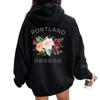 Portland Oregon Rose Lovers Gardeners Women Oversized Hoodie Back Print | Mazezy