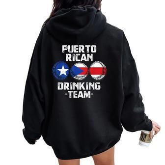 Puerto Rican Beer Drinking Team Flag Party Women Oversized Hoodie Back Print - Seseable