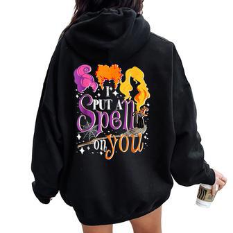 I Put A Spell On You Retro Fall Halloween Costume Women Oversized Hoodie Back Print - Seseable