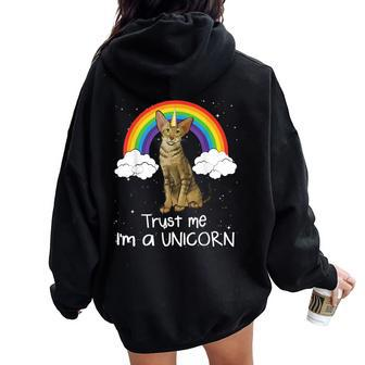 Rainbow Serengeti Trust Me I'm A Unicorn Cat Women Oversized Hoodie Back Print | Mazezy