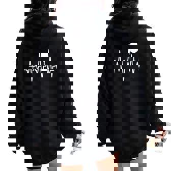 Red Wine Heartbeat Ekg Blue Pinot Noir Women Oversized Hoodie Back Print - Seseable