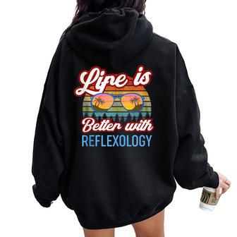 Reflexology Vintage Sunset Reflexology Teacher Beginner Women Oversized Hoodie Back Print | Mazezy