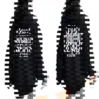 Retired Procurement Specialist Retirement Women Oversized Hoodie Back Print | Mazezy
