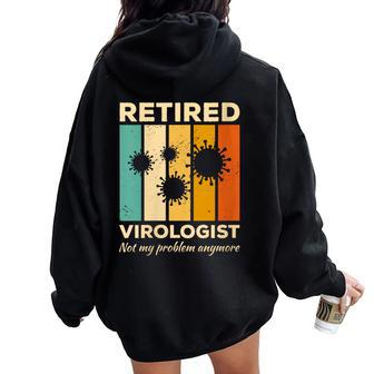 Retired Virologist Not My Problem Anymore Virology Women Oversized Hoodie Back Print | Mazezy