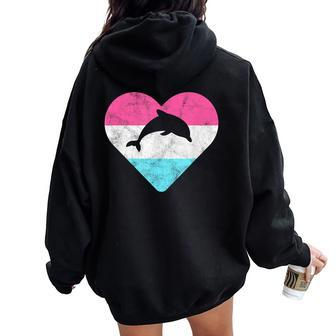 Retro Vintage Dolphin For Or Girls Women Oversized Hoodie Back Print | Mazezy