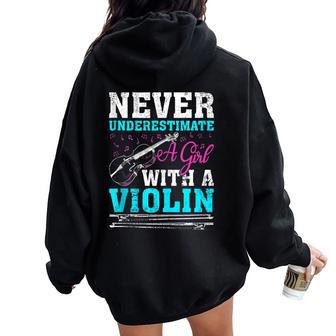 Retro Vintage Never Underestimate A Girl With A Violin Women Oversized Hoodie Back Print - Monsterry AU
