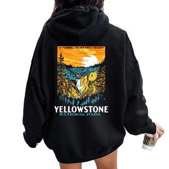 Retro Yellowstone National Park Wpa Style Lower Falls Women Oversized Hoodie Back Print - Thegiftio UK
