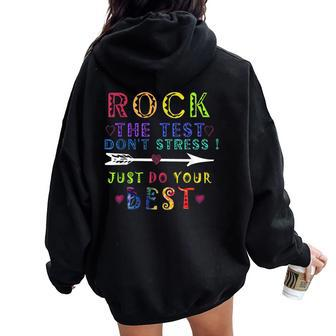 Rock The Test School Professor Teacher Women Oversized Hoodie Back Print | Mazezy
