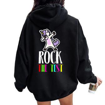 Rock The Test T School Professor Teacher Joke Women Oversized Hoodie Back Print | Mazezy
