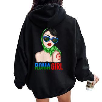 Roma Traveller Girl Romani Flag Proud Womens Women Oversized Hoodie Back Print | Mazezy