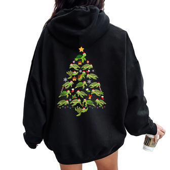 Sea Turtle Christmas Tree Ugly Christmas Sweater Women Oversized Hoodie Back Print - Monsterry