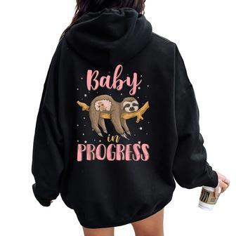 Sloth Pregnancy For Pregnant Woman Baby Belly Women Oversized Hoodie Back Print | Mazezy