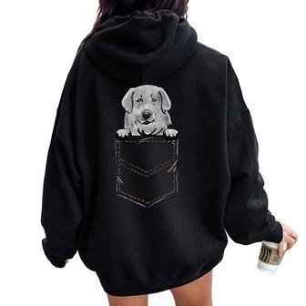 Slovak Cuvac Puppy For A Dog Owner Pet Pocket Women Oversized Hoodie Back Print | Mazezy