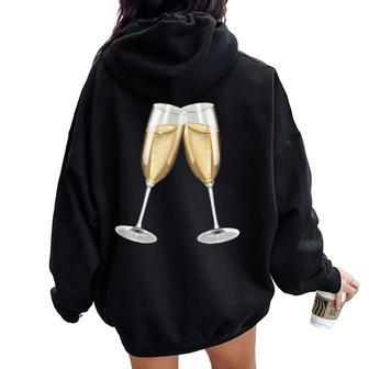 Sparkling Wine Champagne Glasses Toast D010-0645B Women Oversized Hoodie Back Print - Seseable