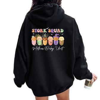 Stork Squad Mother Baby Unit Halloween Mother Baby Nurse Women Oversized Hoodie Back Print - Monsterry