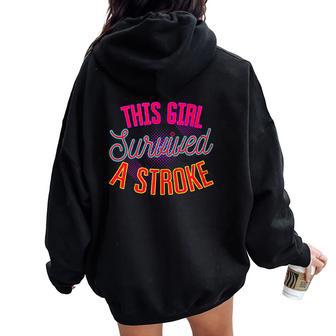 Stroke Survivor 80S Retro Survived Girl Women Oversized Hoodie Back Print - Thegiftio UK