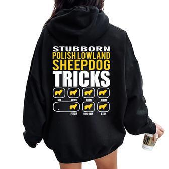 Stubborn Polish Lowland Sheepdog Tricks Women Oversized Hoodie Back Print | Mazezy