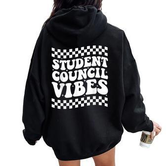 Student Council Vibes Retro Groovy School Student Council Women Oversized Hoodie Back Print - Seseable