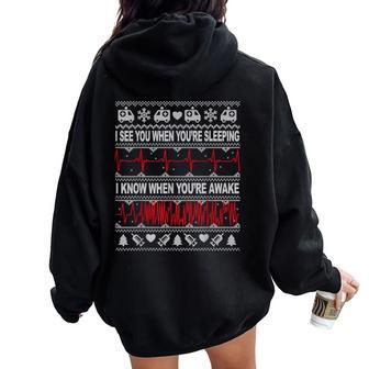 Tachy Nurse And Doctor Ugly Christmas Sweater Medical Ekg Women Oversized Hoodie Back Print - Monsterry DE