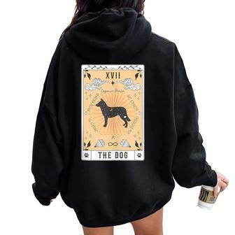 Tarot Card The Dog Lapponian Herder Celestial Space Galaxy Women Oversized Hoodie Back Print | Mazezy