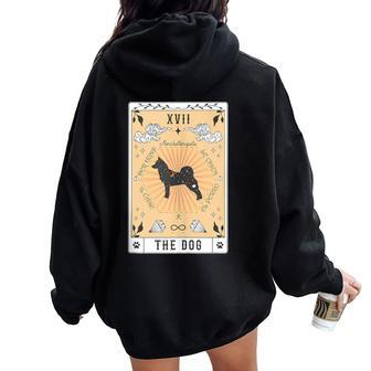 Tarot Card The Dog Norrbottenspets Celestial Space Galaxy Women Oversized Hoodie Back Print | Mazezy