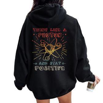 Think Like A Proton Science Geek Nerd Teacher Stem Women Oversized Hoodie Back Print | Mazezy