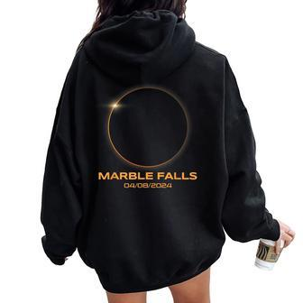 Total Solar Eclipse 2024 Marble Falls Texas Path Of Totality Women Oversized Hoodie Back Print | Mazezy