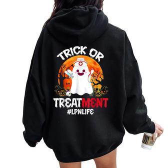 Trick Or Treatment Boo Ghost Lpn Life Nurse Halloween Women Oversized Hoodie Back Print | Mazezy