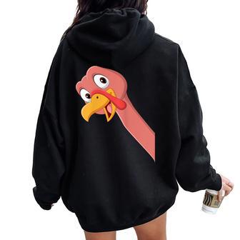 Turkey Thanksgiving Day Boys Girls Turkey Women Oversized Hoodie Back Print - Seseable