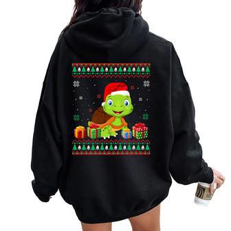 Turtle Lover Ugly Christmas Sweater Women Oversized Hoodie Back Print - Monsterry