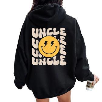 Uncle Groovy One Happy Dude Birthday Theme Family Matching Women Oversized Hoodie Back Print - Thegiftio UK