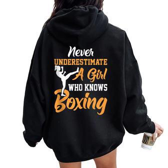 Never Underestimate A Girl Boxer Boxing Women Oversized Hoodie Back Print - Monsterry UK